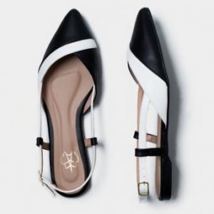 Sapatilha Slingback Preto Branco